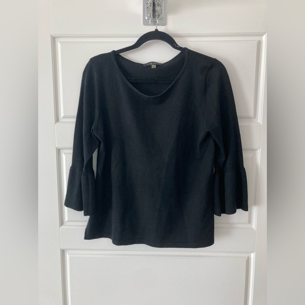 August Silk Black Sweater With Bell  Sleeves. Size M